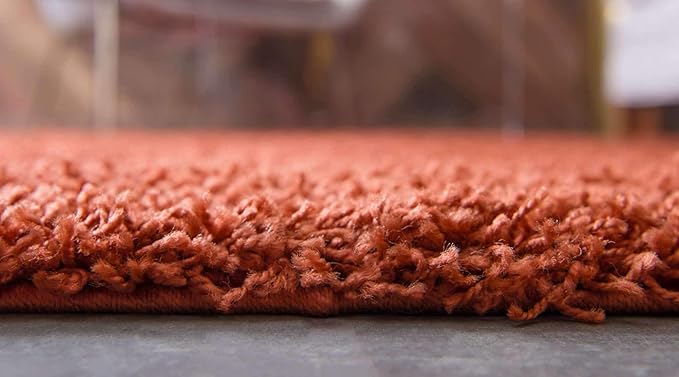 Unique Loom Solid Shag Collection Area Rug (10' x 13' 1" Rectangle, Terracotta)