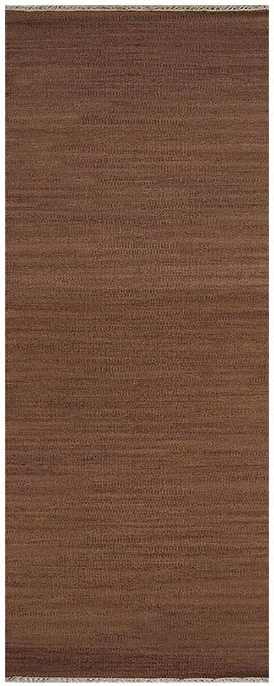 Rugsotic Carpets Hand Woven Flat Weave Kilim Wool ECO-Friendly Area Rugs - 2'6''x10', Runner Shape, Light Brown Color, Solid Plain Design, Low Pile Handmade Rugs for Living Room (D00111)
