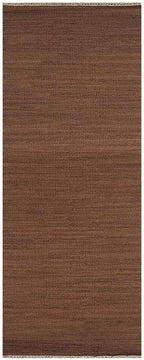 Rugsotic Carpets Hand Woven Flat Weave Kilim Wool ECO-Friendly Area Rugs - 2'6''x10', Runner Shape, Light Brown Color, Solid Plain Design, Low Pile Handmade Rugs for Living Room (D00111)