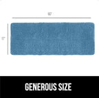 GORILLA GRIP Bath Rug Mat 60x17, Thick Soft Absorbent Chenille, Quick Dry Microfiber Mats, Rubber Backing Washable Shower Floor Rugs, Bathmat Runner, US Designed Bathroom Home Decor Accessories Blue
