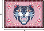 Cartoon Animal Pattern Area Rug Cute Cat Luxury Floral Decor for Carpet Farmhouse Bedroom Living Room Rugs Bathroom Kitchen Runner Mat Indoor Outdoor Non Slip Doormat 5.2' X 7.5'