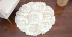 Round Floral Area Rug – Elegant Textured Rose Design – Soft Decorative Circle Mat with Non-Slip Backing for Living Room, Bedroom, Nursery, or Entryway (White_6x6 ft)
