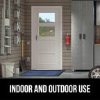 GORILLA GRIP 100% Waterproof All-Season WeatherMax Doormat, US Designed Natural Rubber, Stain and Fade Resistant, Low Profile Indoor Outdoor Door Mats, Easy Clean Patio Mat, 17x29, Navy Greek Keys