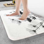Cosmos Flowers Bathroom Mat Rugs Black and White Pattern Microfiber Faux Cashmere Thick Plush Bath Mat Non-Slip Water Absorbent Bath Carpet for Bathtub Bathroom Floor Tub 16X24 Inch