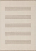 6x9 Rug with Modern Striped Pattern, Stylish Neutral Area Rug in Beige and Cream, Durable Low Pile Decorative Carpet for Living, Dining, or Bedroom