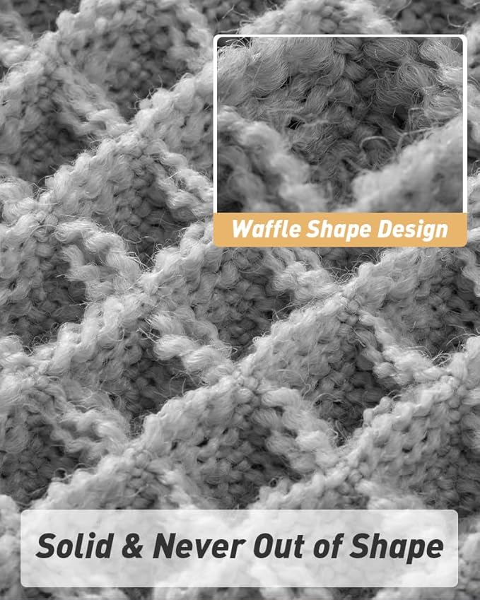 Upgraded Waffle Runner Rug Super Absorbent Non Slip Bath Mats for Bathroom Machine Washable Bathroom Runner Rug with Tassels, Ideal for Hallway Bedroom Laundry Room, Light Grey, 2' x 5'(24" x 60")