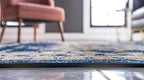 Unique Loom Taftan Collection Border Geometric Tribal Inspired Design Area Rug (8' 0 x 8' 0 Square, Navy Blue/ Gold)