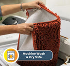 Muddy Mat® Shown on TV – Super Absorbent Microfiber Dog Door Mat for Muddy Paws, Non-Slip Washable Pet Rug, Quick Dry Chenille Entryway Carpet, Machine Washable Indoor Outdoor mat, Orange 28"x18"