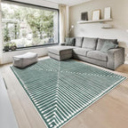 GLN Rugs Contemporary Collection - Machine Washable Area Rug, Contemporary Washable, Non Slip, Low Pile Chenille Rug, Living Room, Bedroom, Kitchen Rug (6' x 9' Beige Green)