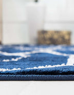 Unique Loom Glam Collection Area Rug - Trellis (7' 10' x 10' Oval, Navy Blue Silver/ Silver)