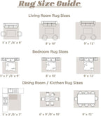 Area Rug 10x12 Washable Rug, Vintage Boho Medallion Rugs Non-Slip Soft Low Pile Large Distressed Rug Indoor Retro Carpet for Living Room Bedroom Dining Room Home Office (Brown, 10'x12')