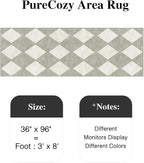3x8 Runner Checkered Rug for Hallways Grey Washable Long Carpet Non-Slip Low Pile Boho Indoor Accent Throw Rug for Entrance Kitchen Bedroom Dining Laundry