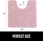 GORILLA GRIP Plush Absorbent Shaggy Chenille Bath Rug Mat for Oval Toilet Base with Rubber Backing, Machine Washable Rugs, Soft Microfiber Contour Mats for Toilets, Bathroom Decor, Lt Pink