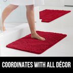 GORILLA GRIP Bath Rug Mat 36x24, Thick Soft Absorbent Chenille, Quick Dry Microfiber Mats, Rubber Backing Washable Shower Floor Rugs, Bathmat Runner, US Designed Bathroom Home Decor Accessories Red