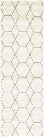 Unique Loom Trellis Frieze Collection Area Rug - Geometric (2' x 6' 1" Runner, Ivory/ Gray)