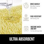 GORILLA GRIP Bath Rug Mat, Thick Soft Absorbent Chenille, Rubber Backing Quick Dry Microfiber Mats, Machine Washable Rugs for Shower Floor, Bathroom Runner Bathmat Accessories Décor, Contour, Yellow