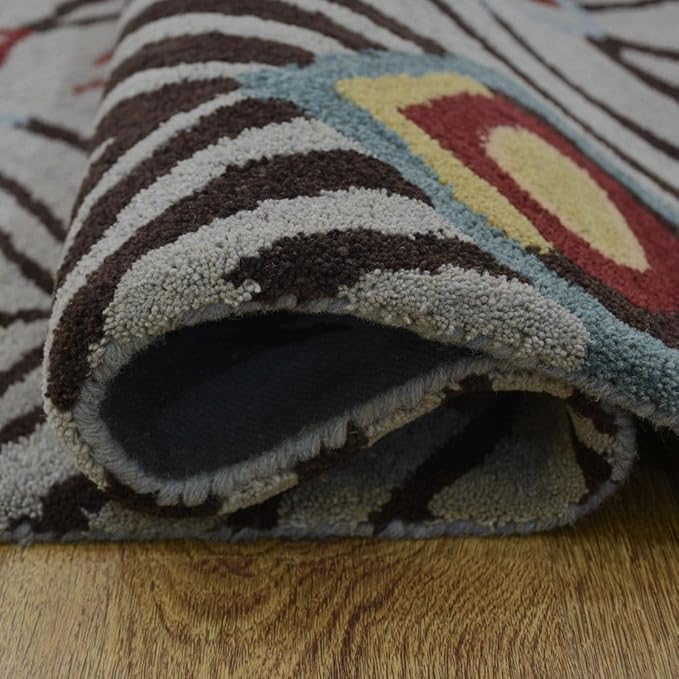 Rugsotic Carpets Hand Tufted Wool ECO-Friendly Area Rugs - 3'x5', Rectangle Shape, Camel, Floral Modern Design, High Pile Thick Handmade Anti Skid Area Rugs for Living Room, Bed Room (K00219)