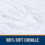 OLANLY Toilet Rugs U-Shaped 20x20, Extra Soft Absorbent Chenille Contour Bathroom Rugs for Toilet, Dry Quickly, Machine Washable, Non-Slip Bath Mat, White