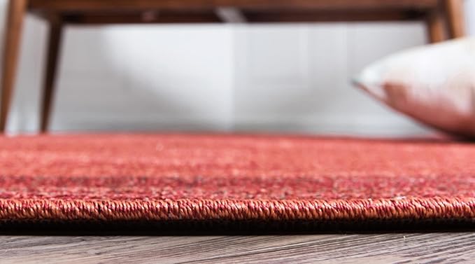 Rugs.com Angelica Collection Rug – 6 Ft Round Terracotta Medium Rug Perfect for Kitchens, Dining Rooms