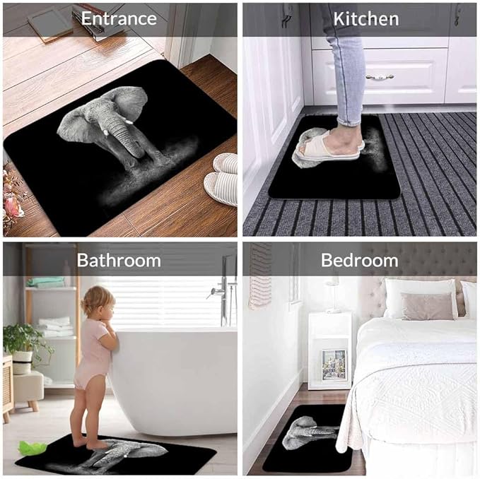 Elephant Bath Mat for Bathroom Bath Rugs Door Mat Non Slip Rubber Backed Bathroom Floor Mat for Bathtub Sink Shower 16"X24"