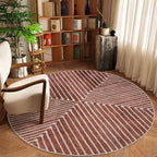 GLN Rugs Contemporary Collection - Machine Washable Area Rug, Contemporary Washable, Non Slip, Low Pile Chenille Rug, Living Room, Bedroom, Kitchen Rug (5'3" Round Beige Orange)