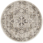 RUGGABLE Washable Vintage Area Rug – Kamran Hazel 6 ft Round, Stain-Resistant, Non-Slip – Medium Machine Washable Rugs for Living Room, Bedroom, Hallway, Entryway & Office–with Cushioned Pad