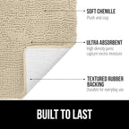 GORILLA GRIP Bath Rug Mat 60x24, Thick Soft Absorbent Chenille, Quick Dry Microfiber Mats, Rubber Backing Machine Washable Shower Floor Rugs, Bathmat Runner, Bathroom Home Decor Accessories, Sand