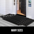 GORILLA GRIP 100% Waterproof All-Season WeatherMax Doormat US Designed Natural Rubber, Stain and Fade Resistant, Low Profile Indoor Outdoor Door Mats, Easy Clean Patio Mat, 23x35, Black Stripe