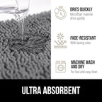 GORILLA GRIP Plush Absorbent Shaggy Chenille Bath Rug Mat for Oval Toilet Base with Rubber Backing, Machine Washable Rugs, Soft Microfiber Contour Mats for Toilets, Bathroom Decor, Grey