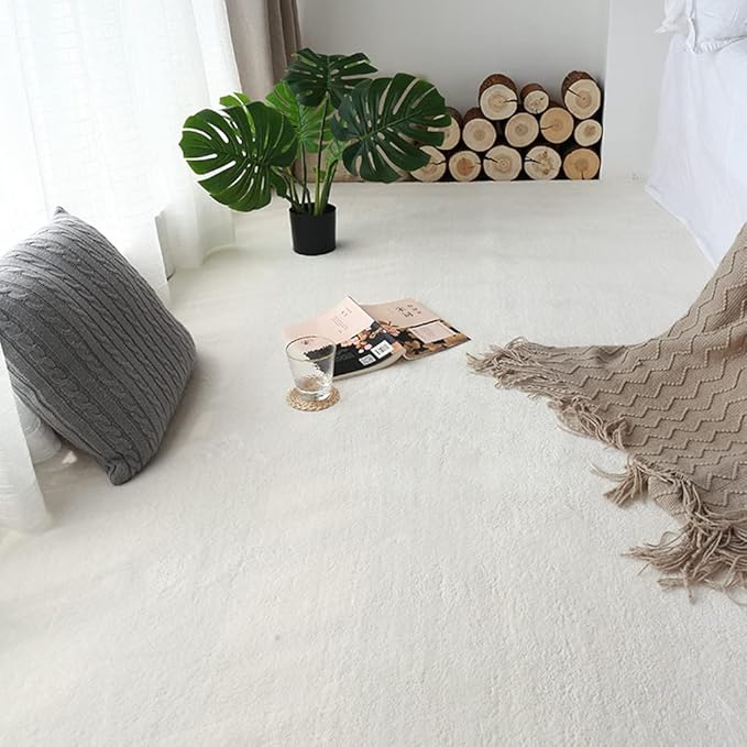 Soft Cashmere Area Rug Luxury Bedside Carpet Bedroom Living Room Mats Solid Color Children's Room Rugs Runner Carpets Indoor Mats Home Décor White Gray Red 4' X 6'