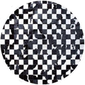Sn Alef Home Black & White Round Rug | Checkered Floral Designer Carpet for Living Room | Handcrafted Circular Floor Mat for Home Decor & Meditation Space(8x8)