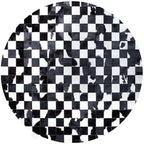 Sn Alef Home Black & White Round Rug | Checkered Floral Designer Carpet for Living Room | Handcrafted Circular Floor Mat for Home Decor & Meditation Space(6x6)