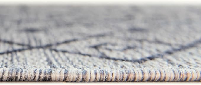 Unique Loom Outdoor Trellis Collection Area Rug - Tribal Trellis (7' 10" Octagon, Gray/ Black)