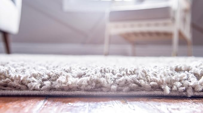 Unique Loom Davos Shag Collection Area Rug - Solid (2' 7" x 20' Runner, Linen)