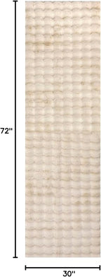 nuLOOM Jeni Beige, 2'6" x 6', Solid Faux Rabbit, Fluffy and Cozy, High Traffic, Stain Resistant, Easy Clean, Durable Washable Runner for Bedroom, Living Room, Dining, Den, Foyer, Entryway