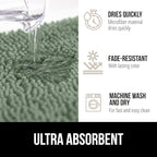 GORILLA GRIP Bath Rug Mat 44x26, Soft Absorbent Chenille, Quick Dry Microfiber Mats, Rubber Backing Washable Shower Floor Rugs, Bathmat Runner, US Designed Bathroom Home Decor Accessories Sage Green