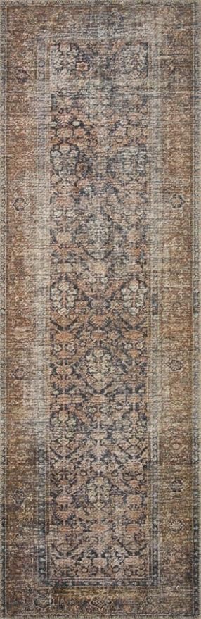 Loloi Amber Lewis Billie Collection, Ink & Salmon 3'-6" x 5'-6" Area Rug – Antique & Distressed Accent Rugs for Living Room, Bedroom, Entryway & Hallway, No Shed High Traffic Area Home Decor Rug