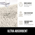 GORILLA GRIP Bath Rug Mat 60x24, Thick Soft Absorbent Chenille, Quick Dry Microfiber Mats, Rubber Backing Washable Shower Floor Rugs, Bathmat Runner, US Designed Bathroom Home Decor Accessories Ivory