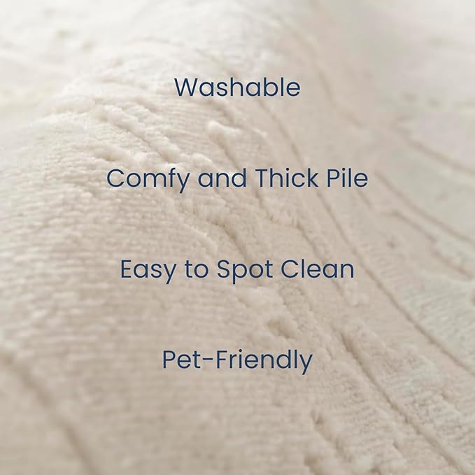 Revival Rugs Ebb 10'6" x 14'3" Washable Area Rug for Living Room Bedroom - 100% Recycled Oeko-TEX Certified, Medium Pile, Beige, Cream