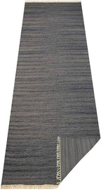 Rugsotic Carpets Hand Woven Flat Weave Kilim Wool 2'6''x10' Runner Area Rug Solid Silver D00111