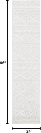 SAFAVIEH Tulum Collection Runner Rug - 2' x 8', Ivory & Light Grey, Moroccan Boho Tribal Design, Non-Shedding & Easy to Clean, Ideal for Living Room, Hallway, Foyer, Entryway, Bedroom (TUL272G)