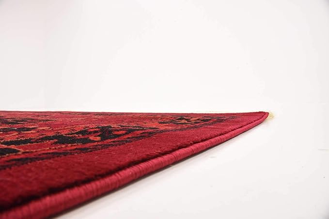 Unique Loom Tekke Collection Area Rug - Sheibani (7' 1" x 10' Rectangle, Red/ Black)