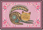 Cartoon Animal Pattern Area Rug Cute Cat Luxury Floral Decor for Carpet Farmhouse Bedroom Living Room Rugs Bathroom Kitchen Runner Mat Indoor Outdoor Non Slip Doormat 1.6' X 2.6'