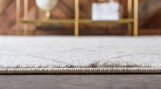 Unique Loom Trellis Frieze Collection Area Rug - Geometric (2' x 8' 8" Runner, Ivory/ Gray)