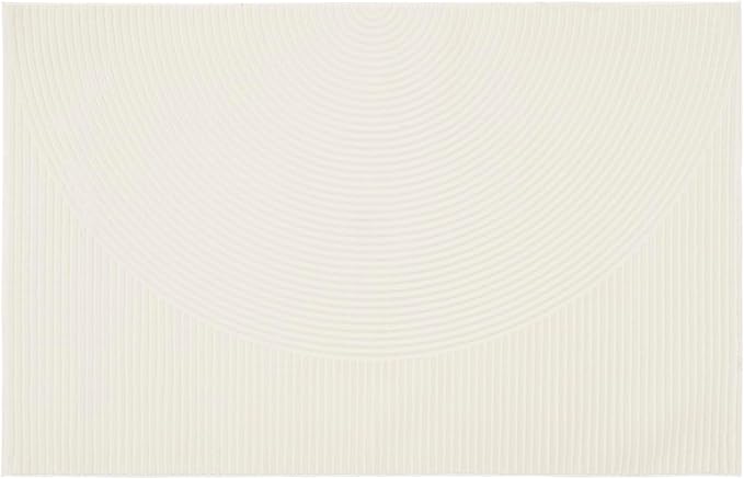 Revival Rugs Record 4'x6’ Machine Washable Area Rug for Kitchen Bedroom - 100% Recycled Oeko-TEX Certified, Medium Pile, Beige, Cream