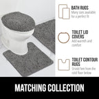 GORILLA GRIP Plush Absorbent Shaggy Chenille Bath Rug Mat for Square Toilet Base with Rubber Backing, Machine Washable Rugs, Soft Microfiber Contour Mats for Toilets, Bathroom Decor, Grey