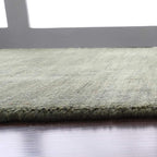 Rugsotic Carpets Hand Knotted Loom Wool 2'6''x10' Runner Area Rug Solid Green L00111