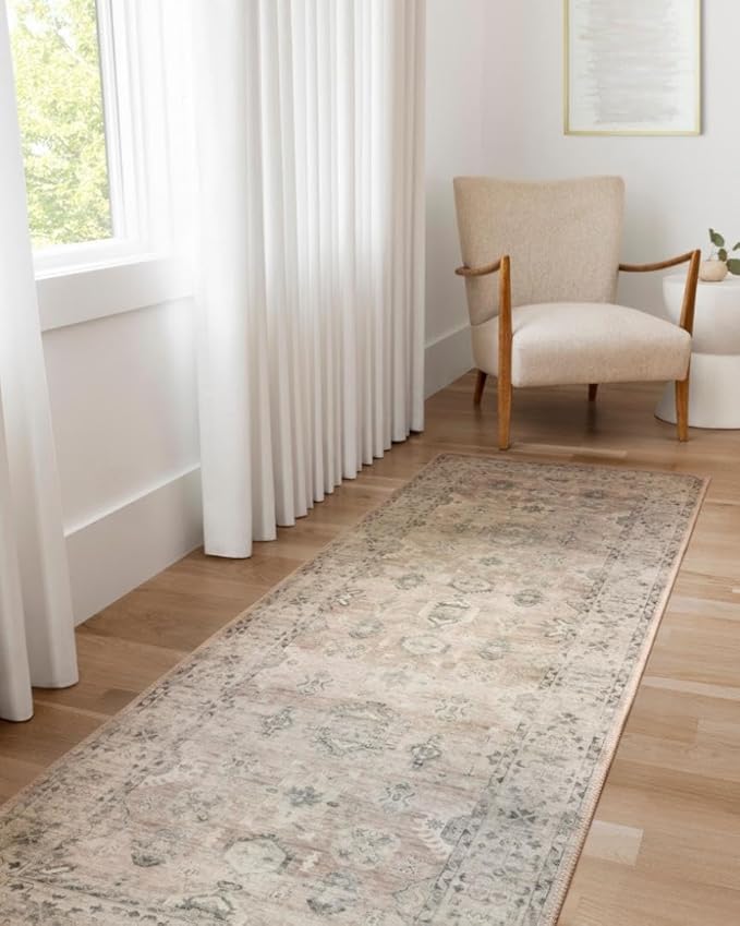 Loloi Hathaway Collection HTH-03 Java/Multi 5'-0" x 7'-6", .25" Thick Area Rug, Soft, Durable, Printed, Modern, Low Pile, Non-Shedding, Easy Clean, Living Room Rug