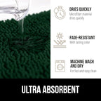 GORILLA GRIP Bath Rug Mat 30x20, Thick Soft Absorbent Chenille, Quick Dry Microfiber Mats, Rubber Backing Washable Shower Floor Rugs, US Designed Bathroom Bathmat Home Decor Accessories, Hunter Green