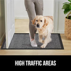 GORILLA GRIP 100% Waterproof All-Season WeatherMax Doormat, 72x24, Durable Natural Rubber, Stain and Fade Resistant, Low Profile, Indoor Outdoor Door Mats, Easy Clean Patio Entrance Mat, Steel Chevron
